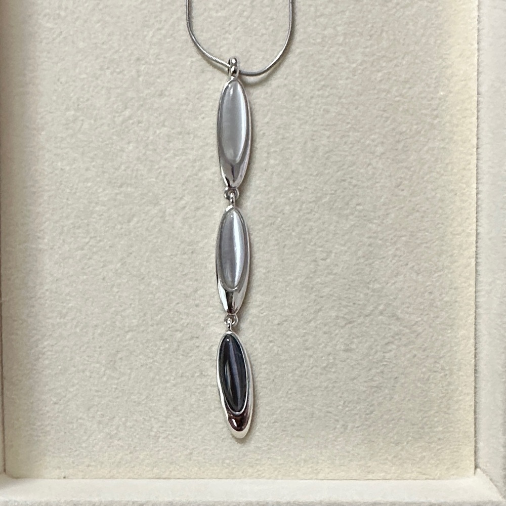 Lia Sophia Silver and Black Oval Necklace